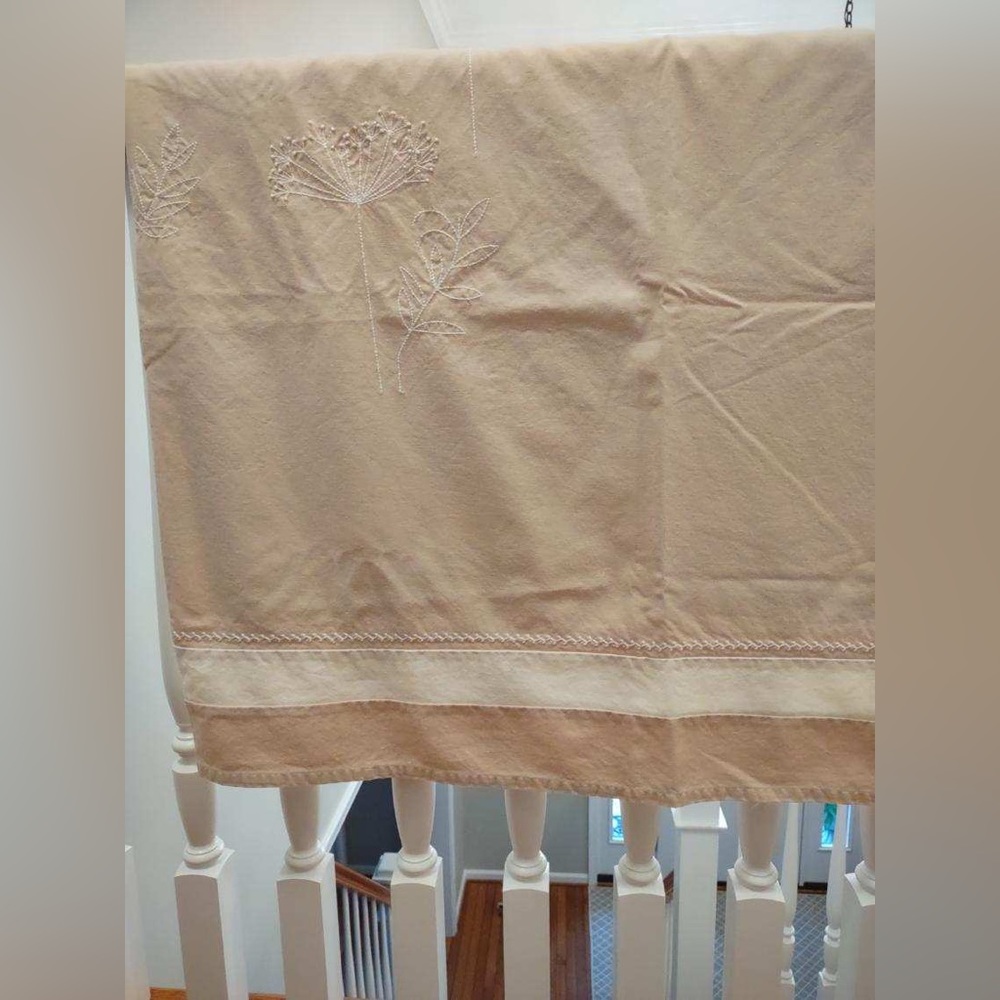 Woolrich Home - Tan Cotton Embroidered Shower Curtain